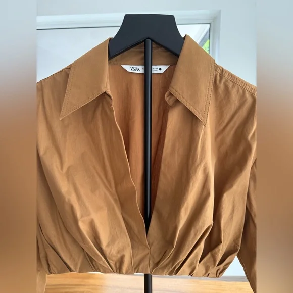 Zara Women's Cropped Poplin Shirt - Picture 3 of 4